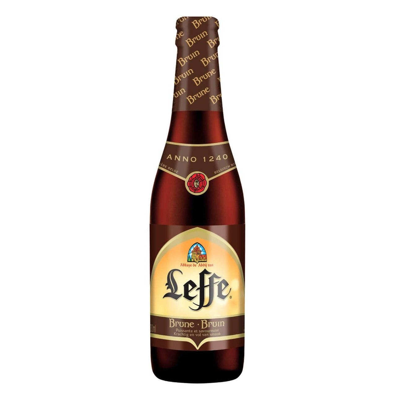 Delivery of beer Leffe Brune at night in Kiev